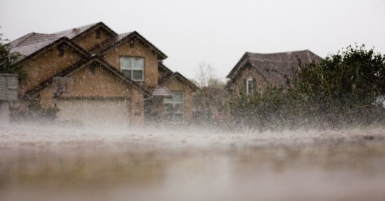 House under a heavy rain