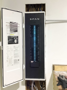 Modern SPAN residential breaker panel installed in a Columbus-area home