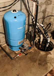 Well-X-Trol pressure tank, gauge and pressure switch in a Central Ohio well system